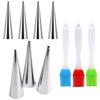 6PCS Conical Tube Mold with Random Color Oil Brush Stainless Steel Croissants Desserts Handmade Pastry Molds Kitchen Gadgets ZYF