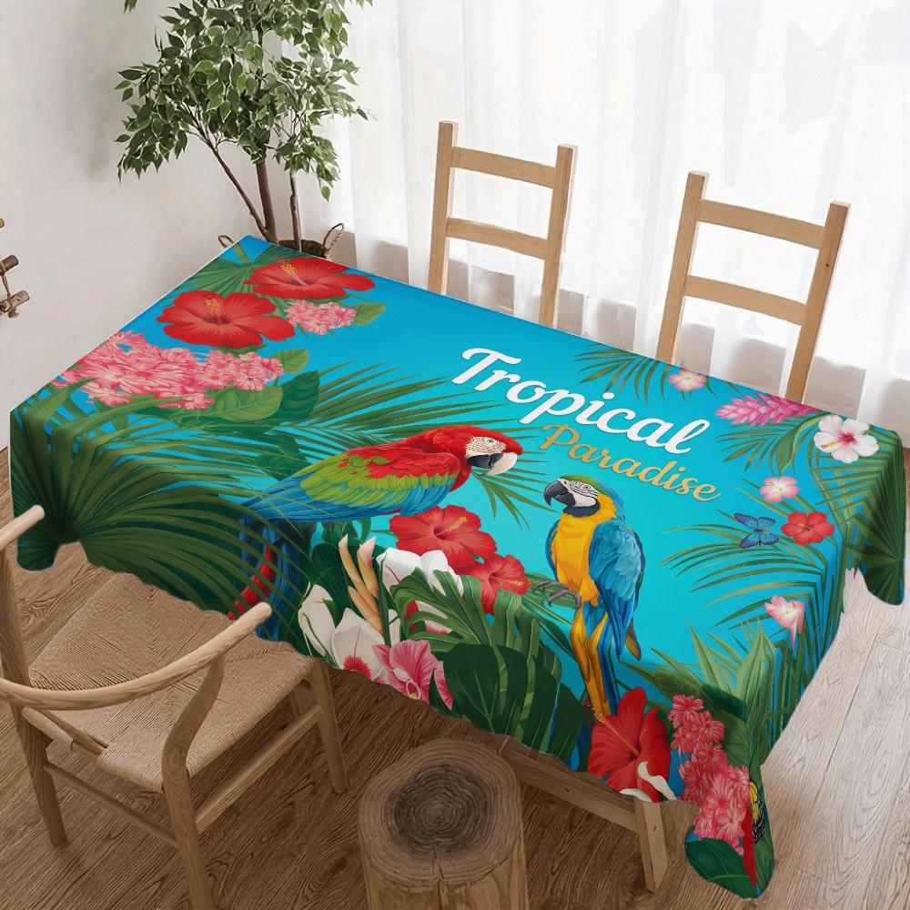 Nappe Rectangle Paradis Tropical pour Décoration de Table Cuisine Salle à Manger Imperméable Réutilisable pour Tables Fête de Fête 90x140cm