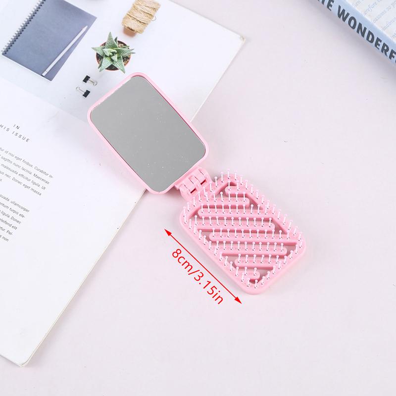 Mini kapesní zrcátko skládací hřeben dívka žena přenosné čtvercové kapesní malé cestovní masážní kartáč na vlasy se zrcátkem stylingový doplněk