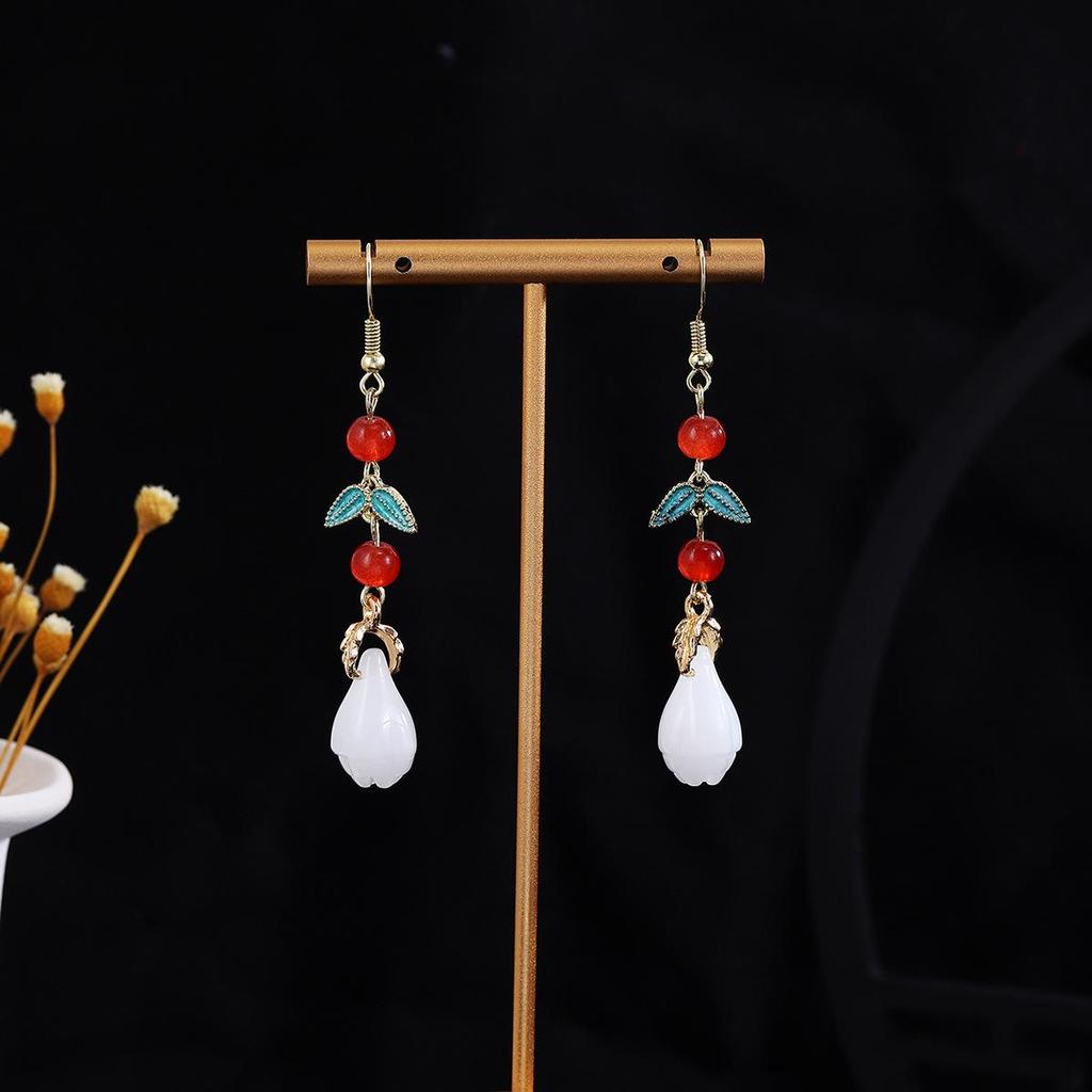 Elegant Butterfly Water Drop Pearl Tassel Earrings for Women - Traditional Qipao Style