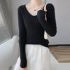Women's Seamless All-Wool V-Neck Sweater - Slim Fit, Autumn/Winter Cashmere Knitwear