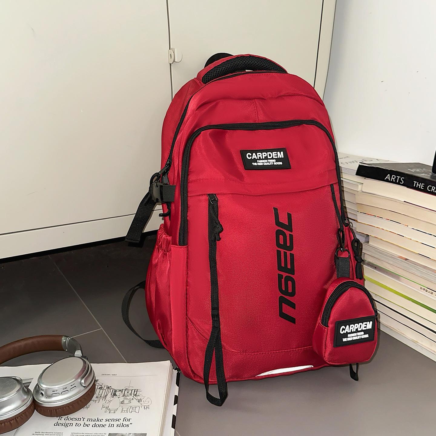 Backpack women s new large-capacity travel backpack junior high school student high school student schoolbag men s and women s computer bag красный