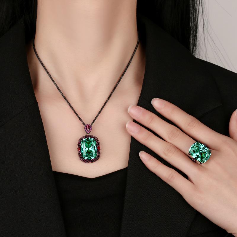 Jewelry Copper Bottom Gold-Plated Simulation Bird'S Nest Chepala Green Retro Suit Women'S Stone 15 * 20