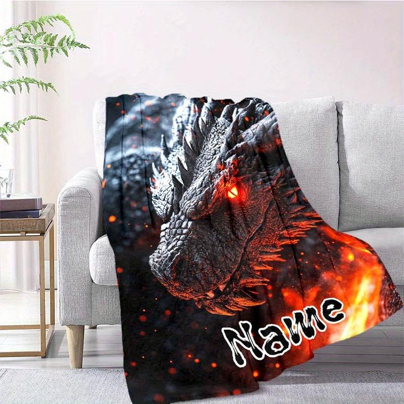 Black Dinosaur Customize Your Name Blanket Warm Comfortable And Soft Blankets Are Suitable For Home Lunch Break Blanket Office Sofa Sofa Gift To