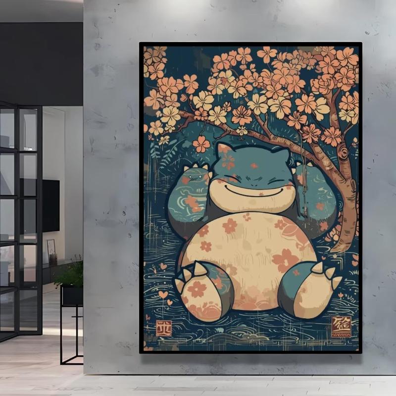 Print on Canvas  Gengar Classic Anime Posters Cartoon Character Picture HD Printing Retro Style Home Living Room Decor