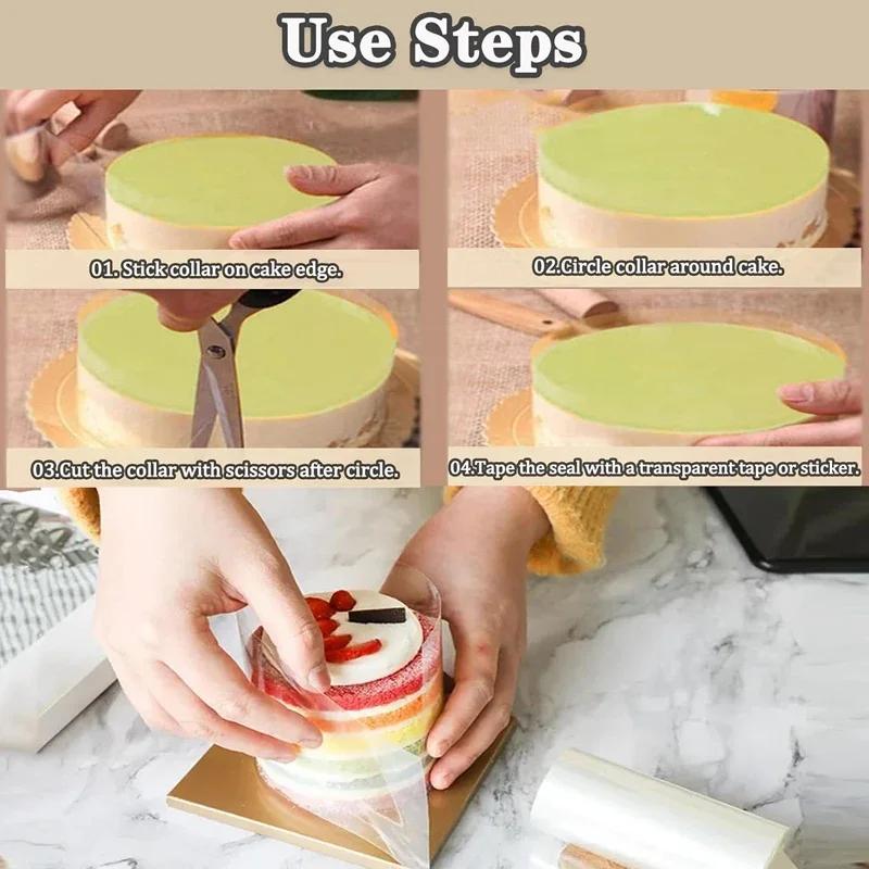 1 Rulo Kalınlaştırılmış Pasta Kenarları Şeffaf Pasta Yaka Mousse Çikolata Pasta Levhaları Çevreleyen Film Pişirme Hamur İşleri Cupcake Aletleri