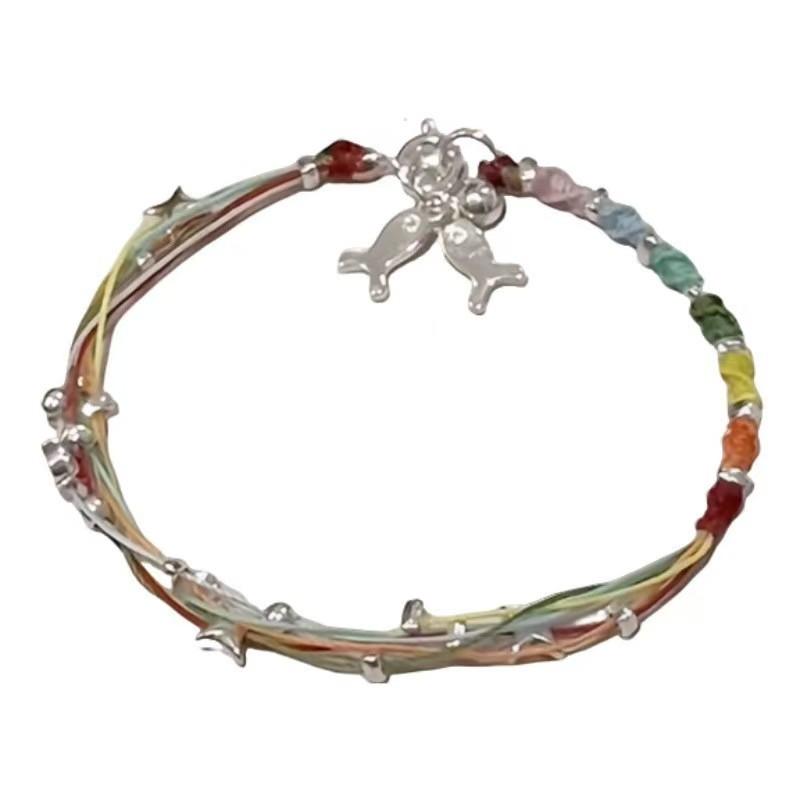 

DIY handmade rainbow fish bracelet woven star hand rope multicolored rope material bag string beads creative gift