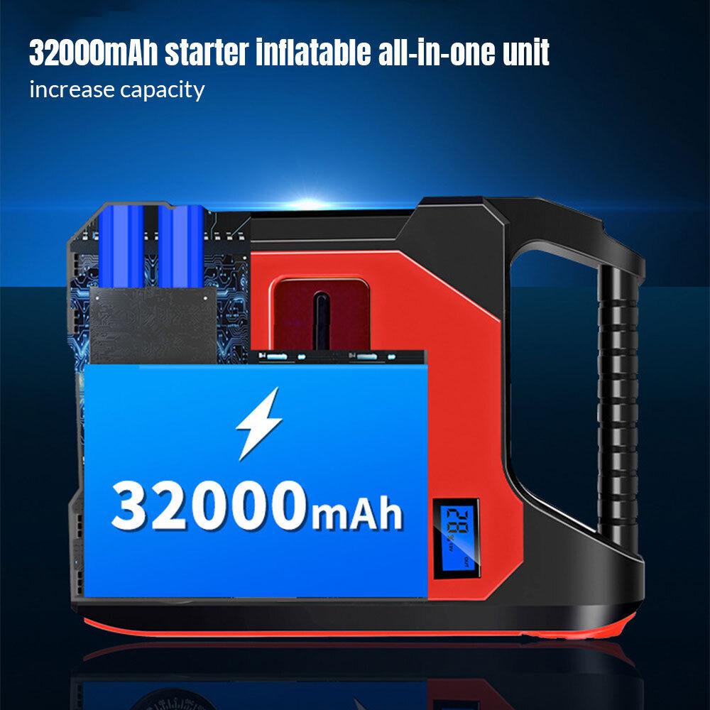 4 In1 Car Jump Starter with Air Compressor Portable Flashlight Starting Device Power Bank Battery Automotive Booster Start