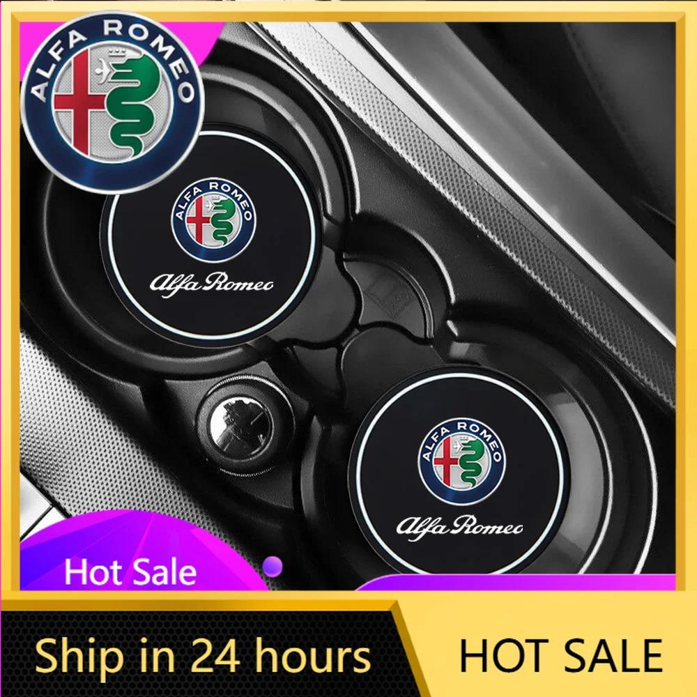 Car Stickers For Alfa Romeo For Alfa Romeo Giulia Stelvio Giulietta Mito Tonale Disco 2Pcs Car Coasters Water Cup Slots Non-Slip QI7