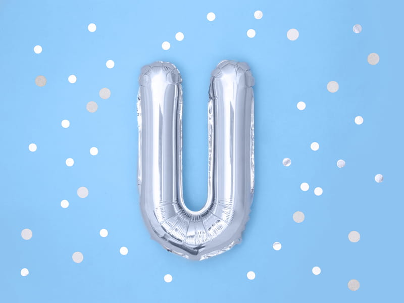 Balon Foliowy Litera "U" Srebrny 35 Cm