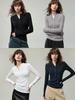 2025 Autumn Women's Long Sleeve Henley Top - Slim Fit Knit with Button Detail