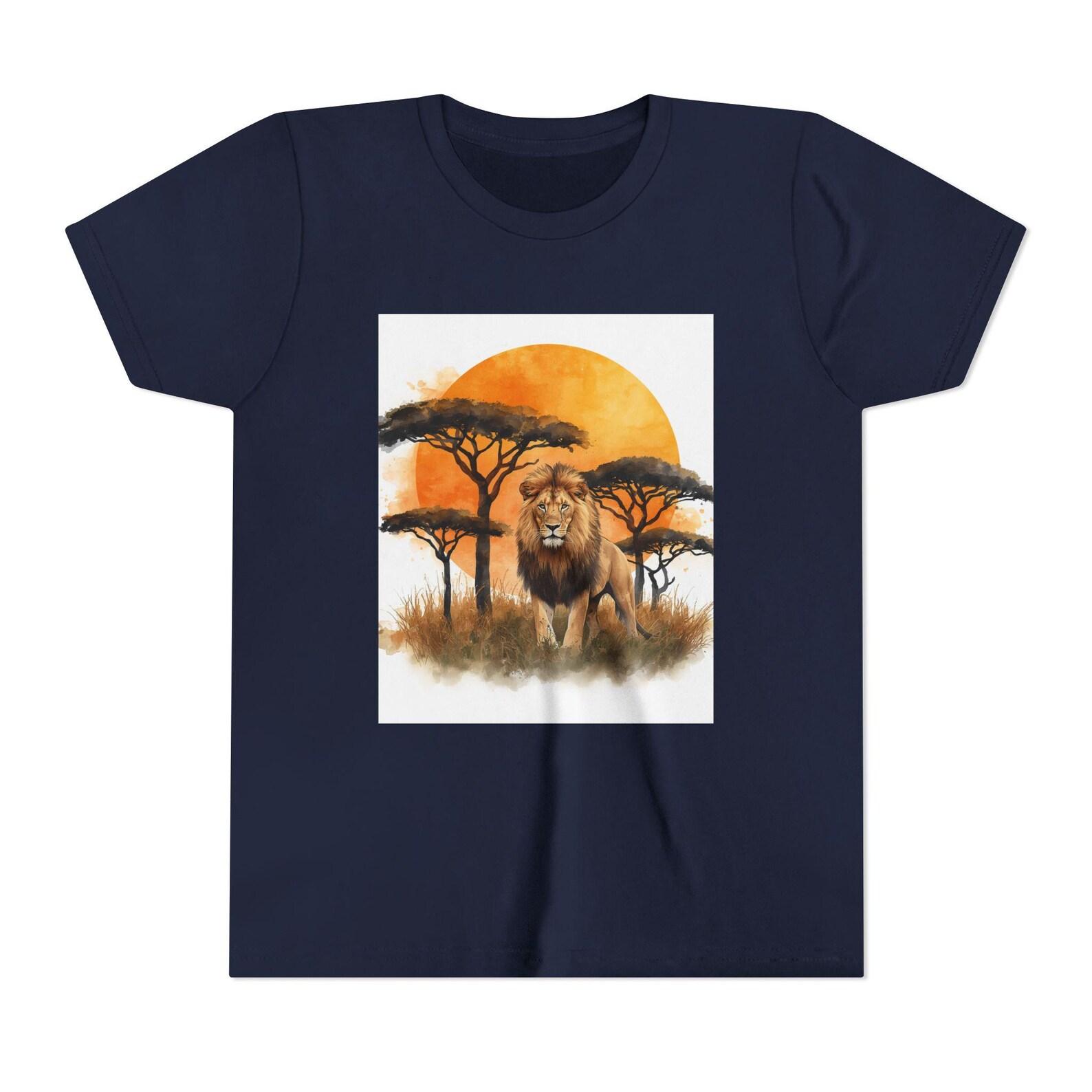Lion Sunset Savanna Youth Tee | African Safari Wildlife Shirt 110