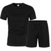 Mesh Short-sleeved Suit Summer Men's 2-piece Breathable Jersey T-shirt Sports Five-point Shorts Solid Color Casual Suit