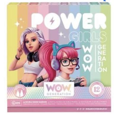 Double-tip Markers Set, Mixed Colors, Wow Generation, 12 Pieces