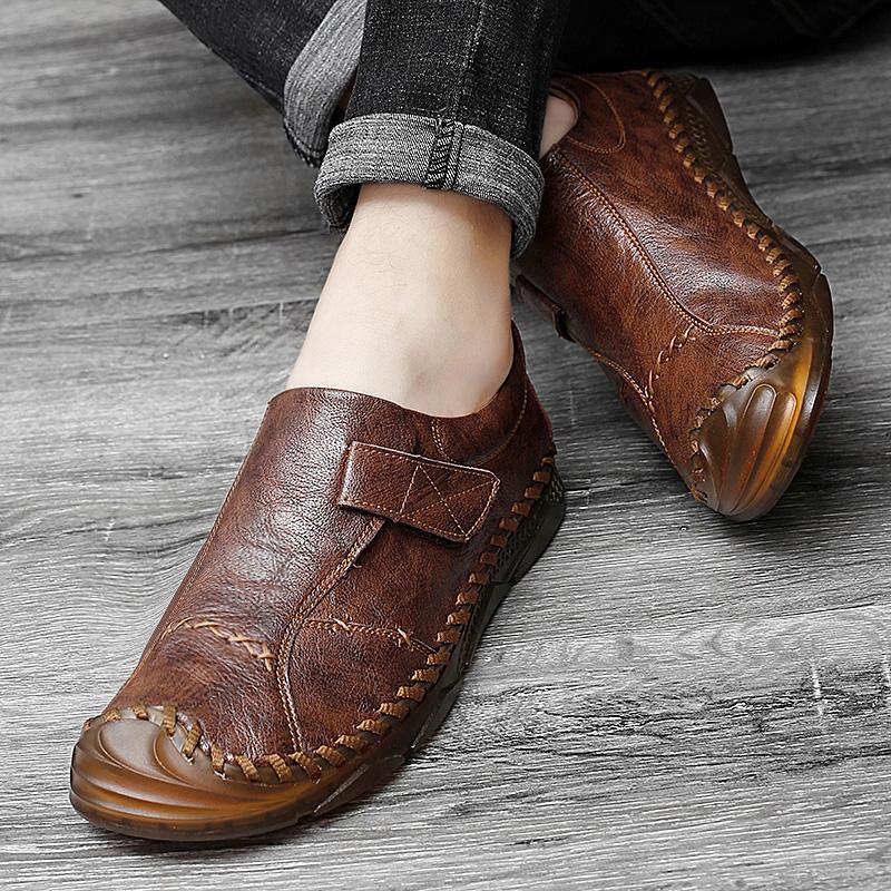 New Men Casual Shoes Handmade Leather Loafers Comfortable Mens Shoes Quality Split Leather Flat Driving Shoes Size 47