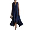 2026 Stylish Deep V-Neck Sleeveless Dress with Irregular Hem for a Slimming Look