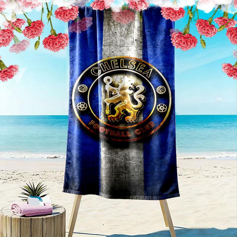 Chelsea F Print Beach Towel, Large Soft Quick Dry Towel for Beach Camping Swimming