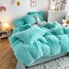 3Pcs Fluffy Black Plush Shaggy Duvet Cover +2Pcs Pillowcases Zipper Bedding set Soft Velvet