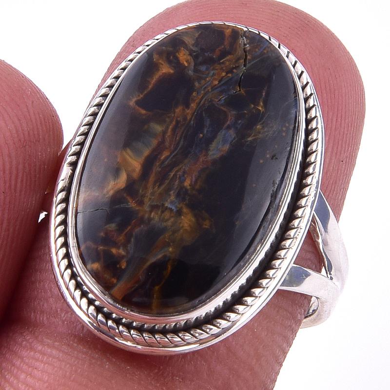 

Natural Pietersite Gemstone Handmade 925 Solid Sterling Silver Ring Size 7 D4W37