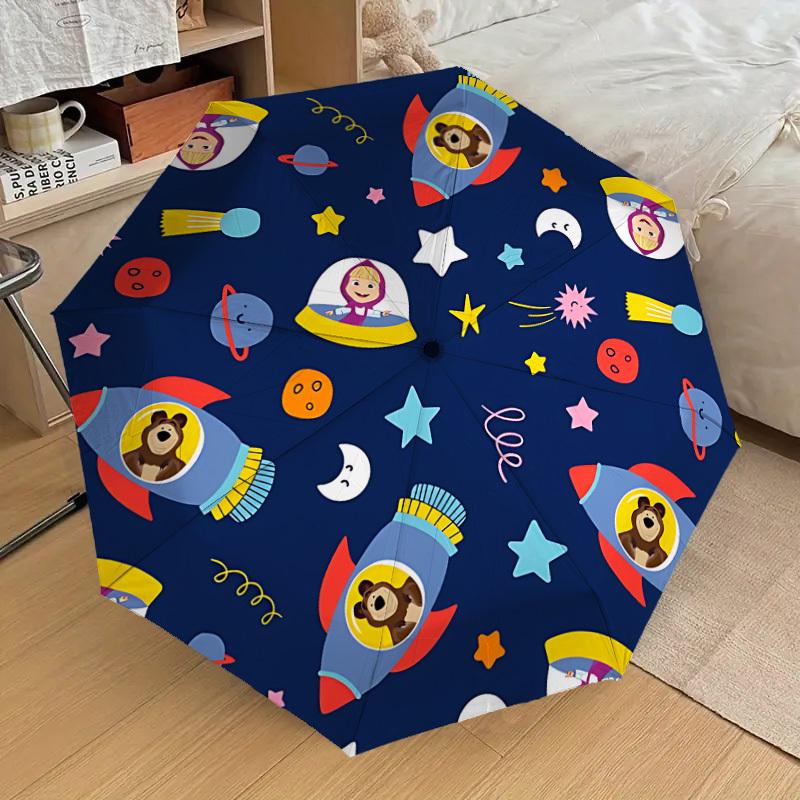 

1pc Masha Bear Space Adventure Automatic Folding Umbrella, Portable Collapsible Design, Casual Outdoor Accessory L1127051