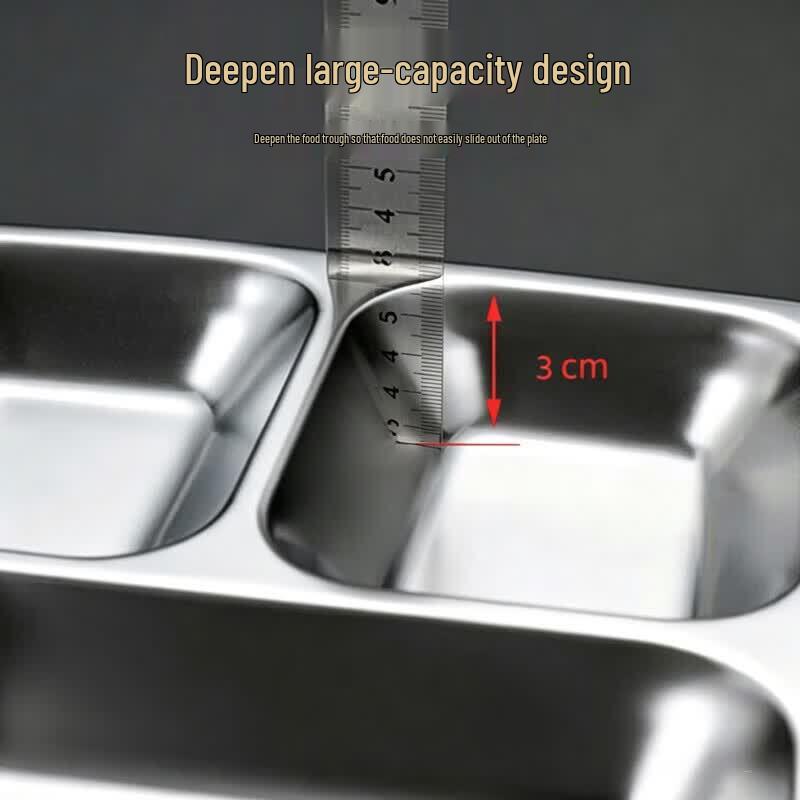 Zhuoliang Thickened 304 Stainless Steel Rectangular Multi-Compartment Meal Tray