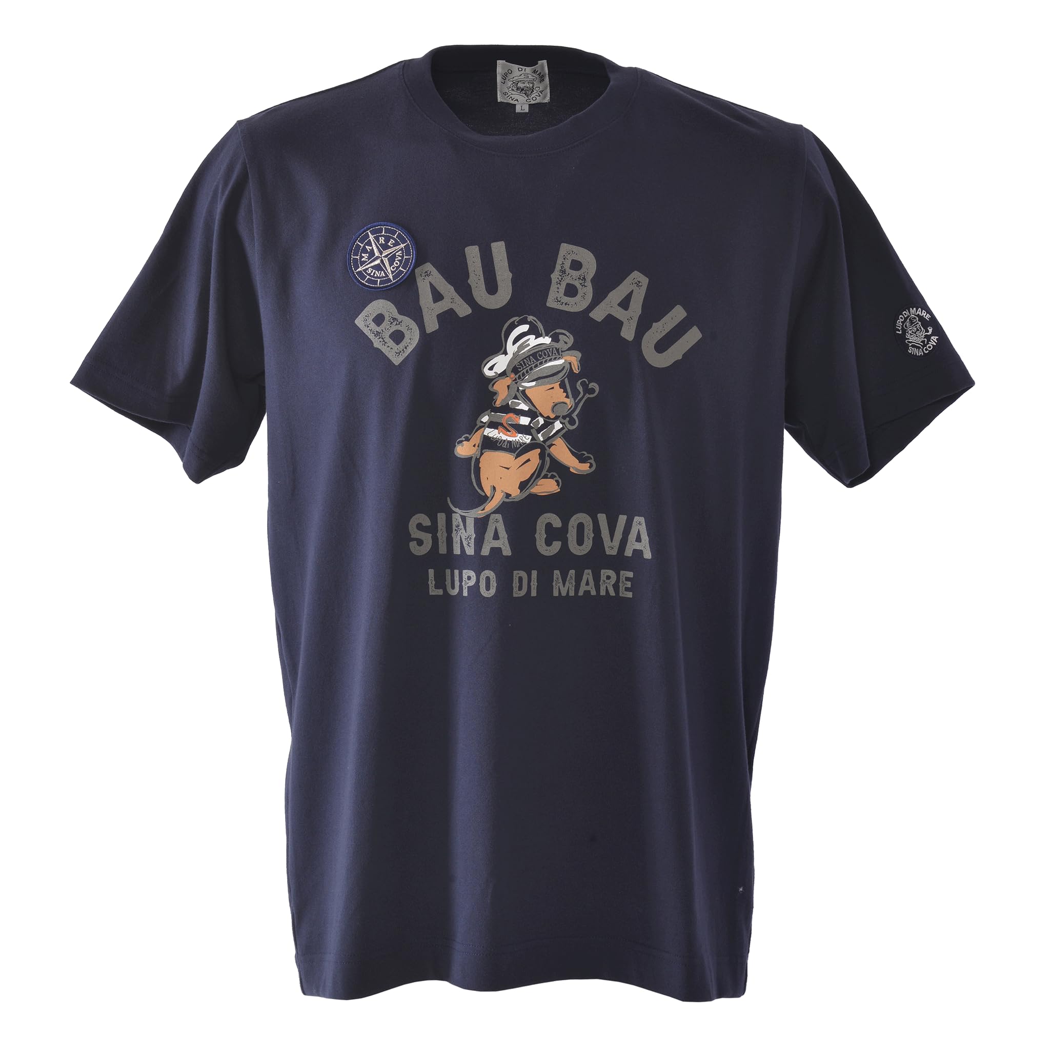

Sinacova and Short Sleeve Cotton Crew Dog Motif 25120550290S Men s Women s T-Shirt, 100% Jersey, Neck, Print,