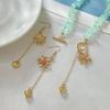 Fresh Metal Flower Fringed Collarbone Necklace, Wind Irregular Turquoise Beaded Necklace Set