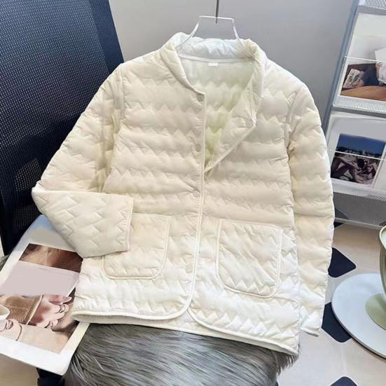 Women's Quilted Down Jacket Lightweight Long Sleeve Puffer Coat Button Down Winter Outerwear with Pockets