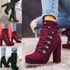 Botas de mujer Botines con remaches de tacón grueso Zapatos de mujer de tacón muy alto de moda Otoño e invierno Nuevos tacones altos casuales para mujer