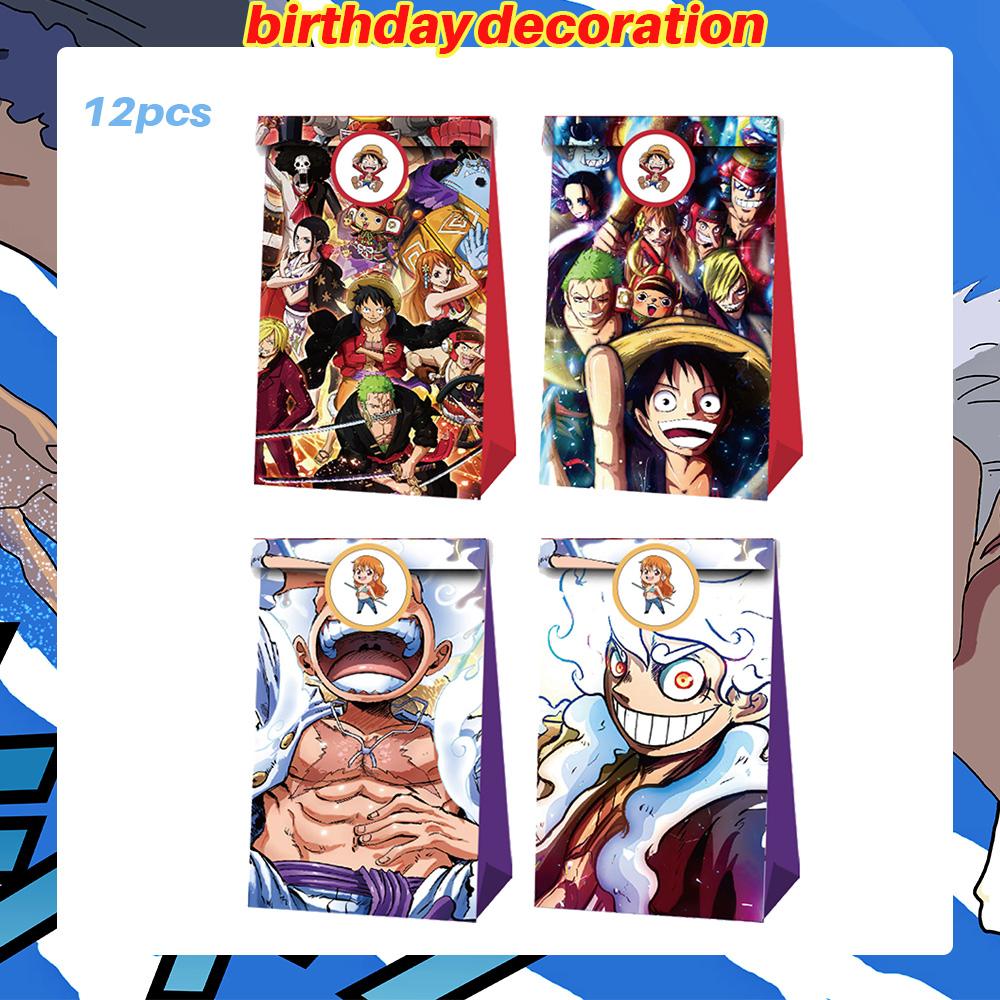 Dekoracje Urodzinowe One Piece Balon Luffy Zoro Jednorazowe Talerzyki Imprezowe Baner Dekoracja Tortu Torebki na Prezenty Chłopcy Akcesoria na Baby Shower