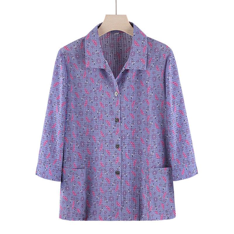 FENGXIAO Women's Retro Jacquard Loose-Fit Blouse