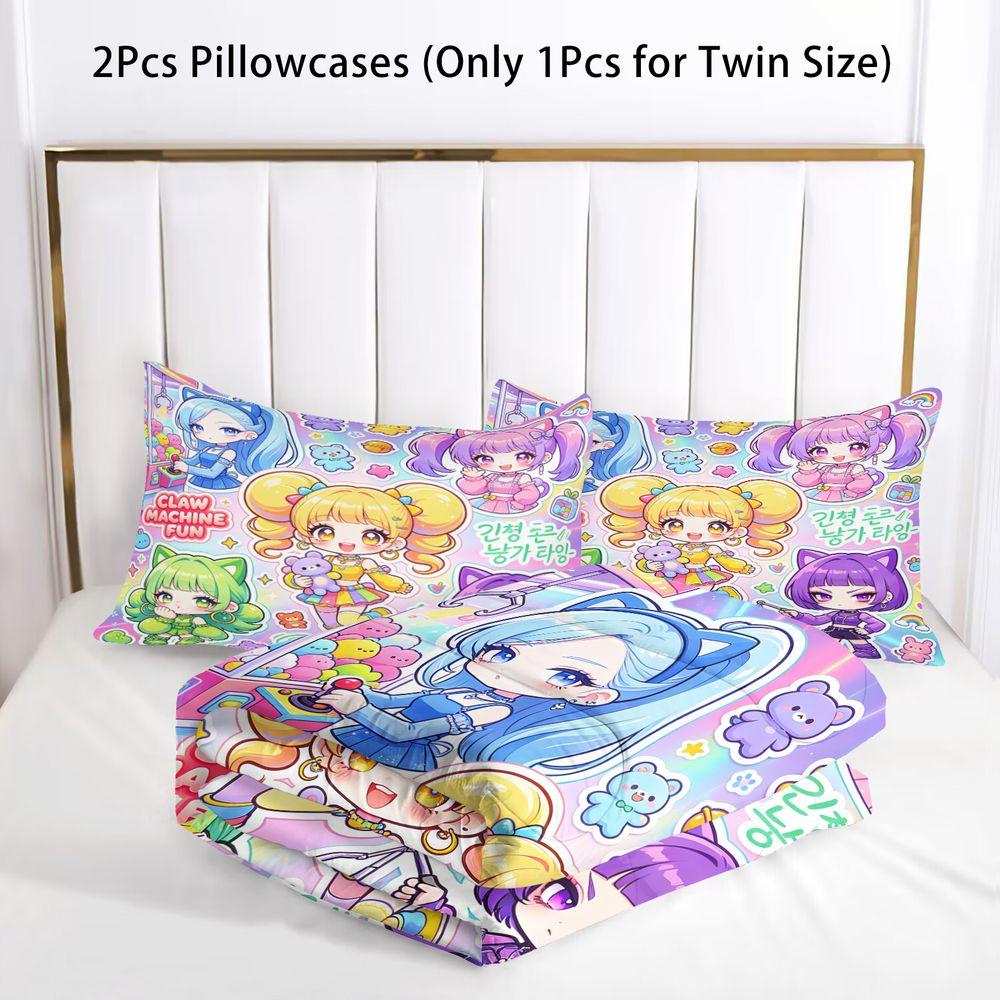Girls Comforter Set Bedding Set Digital Print Quilt With Pillowcase Soft Microfiber For Teen Bedroom Dorm Home Use