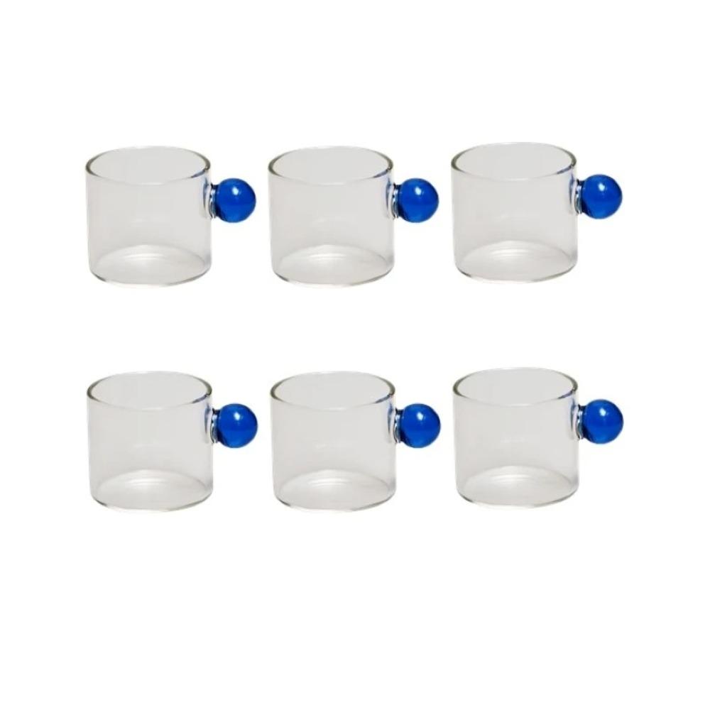 6PC Espresso Tassen Kleine Tee Tasse Set Hitze Beständig Glas Teetassen Eimer Tisch Dekor 110ml Kapazität