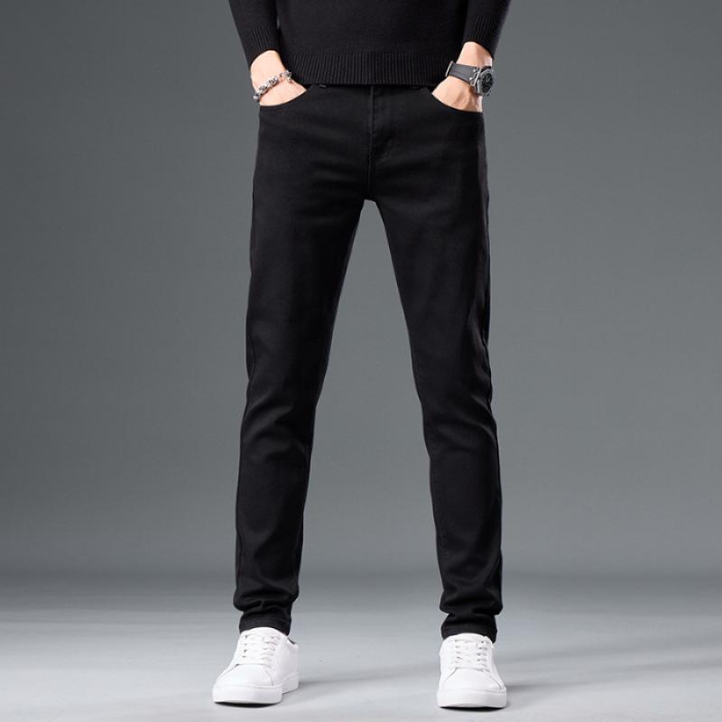 JYL Мужские черные узкие джинсы эластичная структура универсальные для повседневного ношения 28