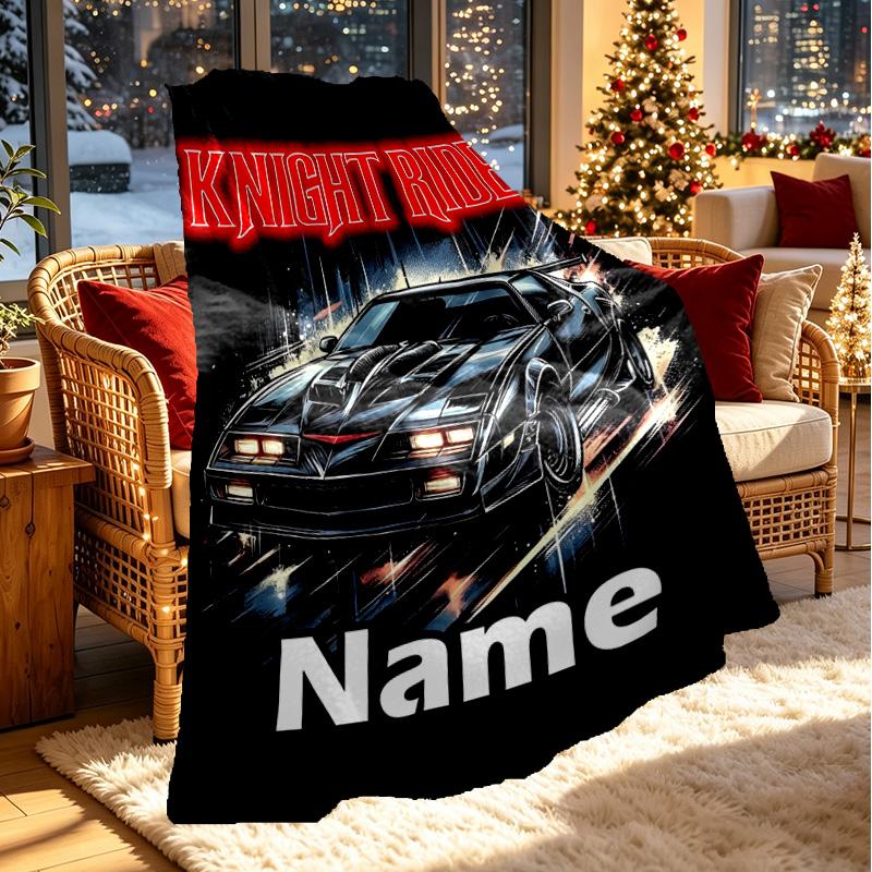 Personalisierte Knight Rider Druckdecke mit individuellem Namen, Heimdekoration, Schlafzimmer, Sofa, Camping, Couch, Geschenke für Geburtstag WeihnachtenEnthusiasten