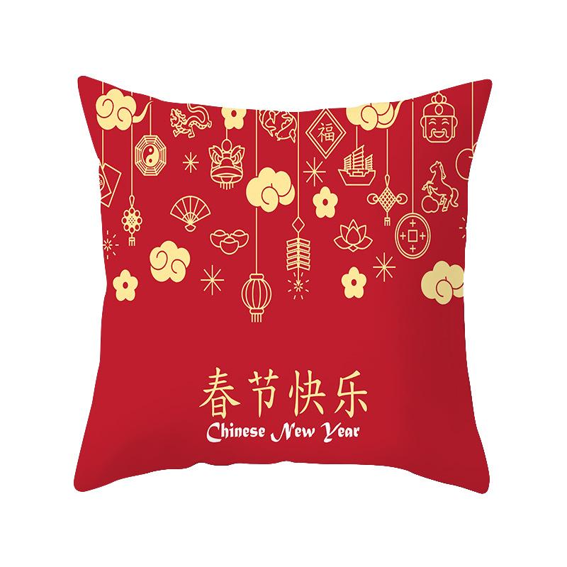 Neujahr und Frühlingsfest Mode und Festlicher Kissenbezug Rot Festlich Neujahrs-Kissenbezug