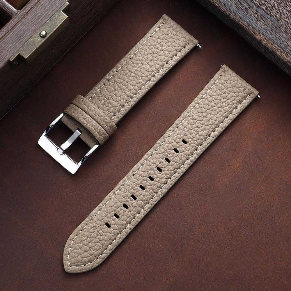 Lychee Pattern Watch Strap 18mm 20mm 22mm Soft Leather Strap for Seiko for Omega Watch Band Men Women Bracelet Waterproof Belts