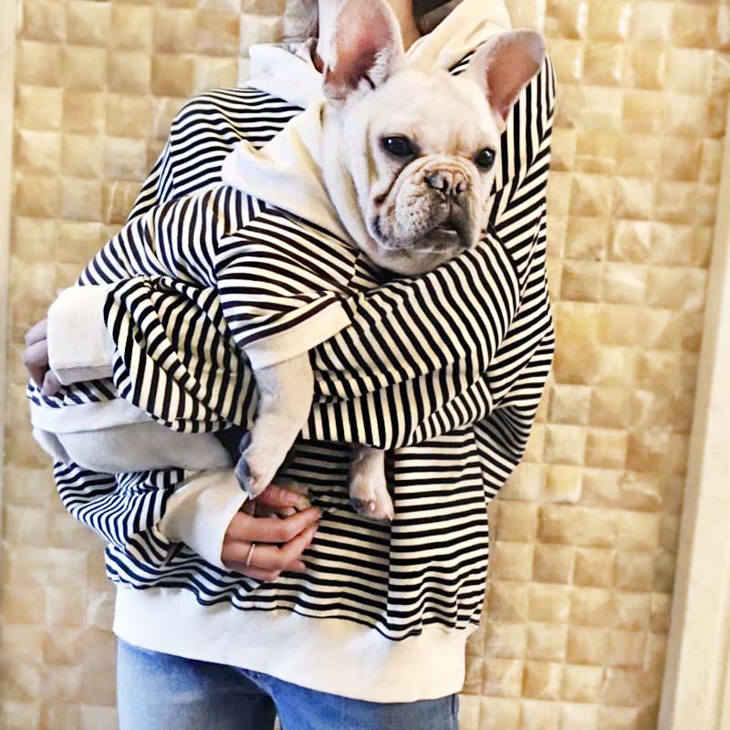 Autumn Winter Pet Dog Clothes Striped Pet Dog Hoodie French Bulldog Clothing For Dogs Costume Parent-Child Pet Clothes For Dogs
