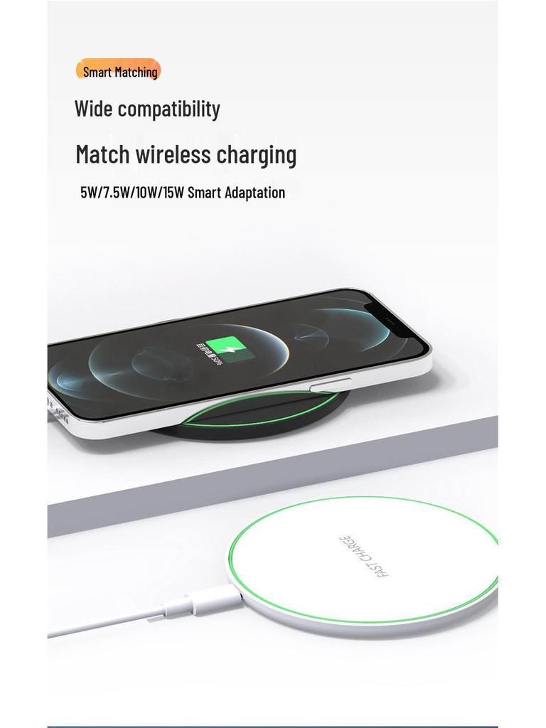 Round Wireless Charger Pad, Fast Charging 15W/30W/50W/100W, Compatible with Apple, Huawei, Samsung.