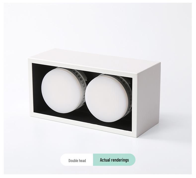 Double-Head GX53 LED Surface-Mounted Downlight, No-Hole, Square Gimbal, Four-Head Ceiling Light for Living Rooms