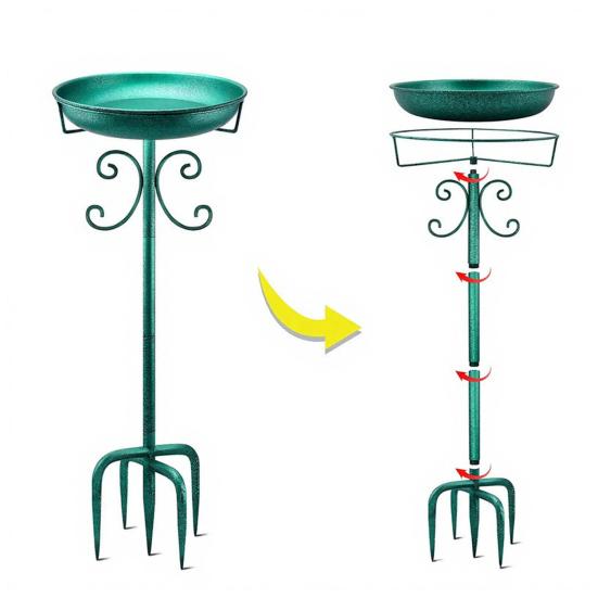 Bird Bath Bowl Vintage Rust-Resistant Garden Backyard Bird Waterer Rust Resistant LED Floating Candle Bird