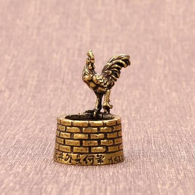 Retro Kupfer Hahn Steht Auf Dem Brunnen Figuren Miniaturen Für Haus Gartendekorationen Räuchergefäßhalter Büro Ornamente