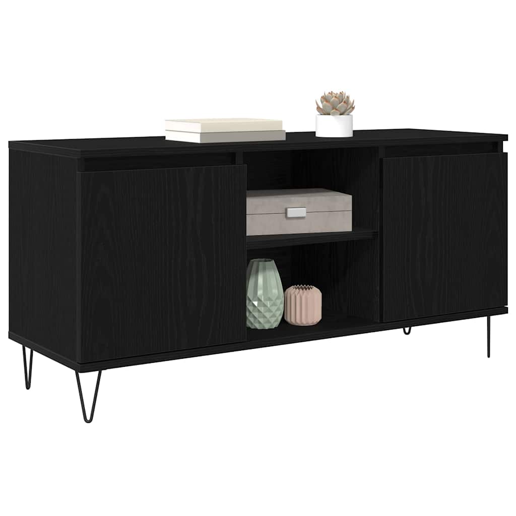 TV Cabinet Black Oak Effect 104 x 35 x 50 cm Engineered Wood