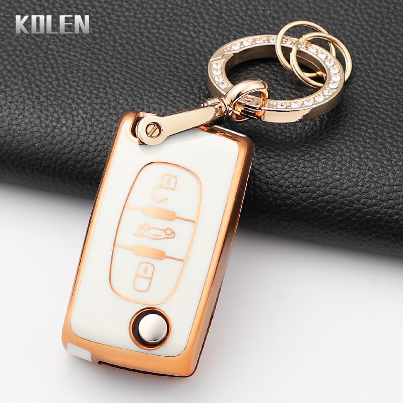 Funda Protectora de Moda para Llave Inteligente de Coche para Peugeot 107 207 307 308 407 607 3008 5008 Citroen Xsara Picasso C5 C6 C8 Llavero Protector