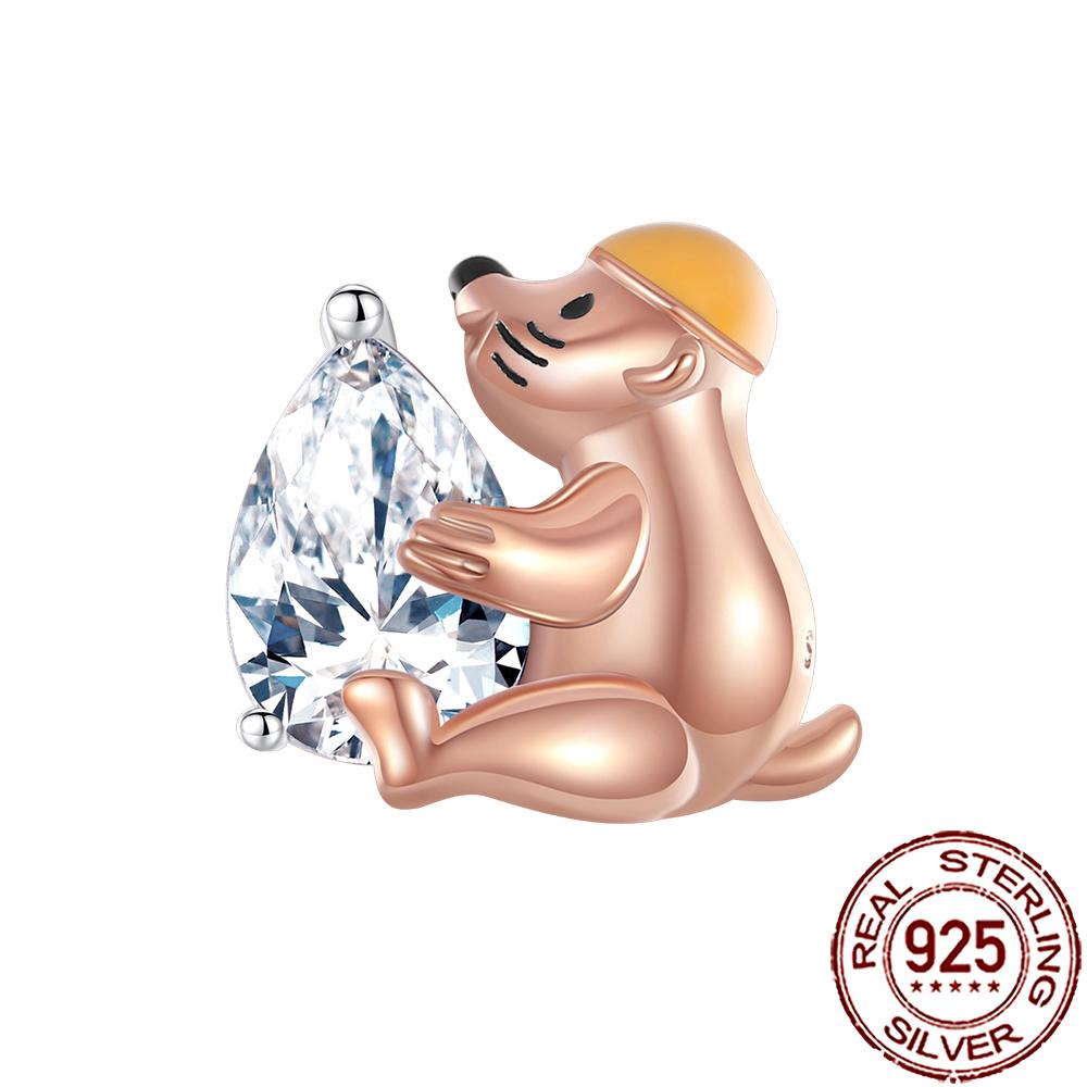 New Charms Copper Cat Dog Flamingo Chameleon Axolotl Animal Beads Fit Bracelet Necklace Women Diy Jewelry