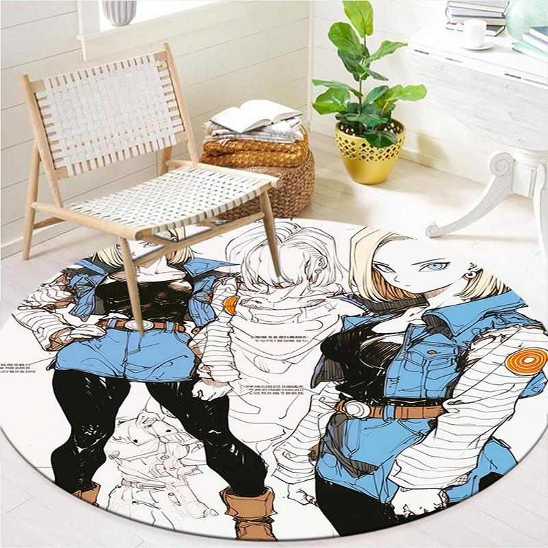 Son Goku Dywan Okrągły Dywanik do Salonu Sypialni Sofy Pokoju Zabaw Antypoślizgowa Mata Podłogowa