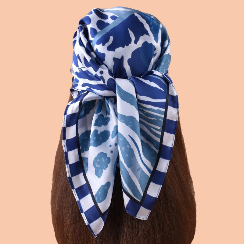 1PC Women's Spot Print Thin Satin Silk-Like Square Scarf Bohemian Casual Neck Wrap Lightweight Comfortable Spring Daily