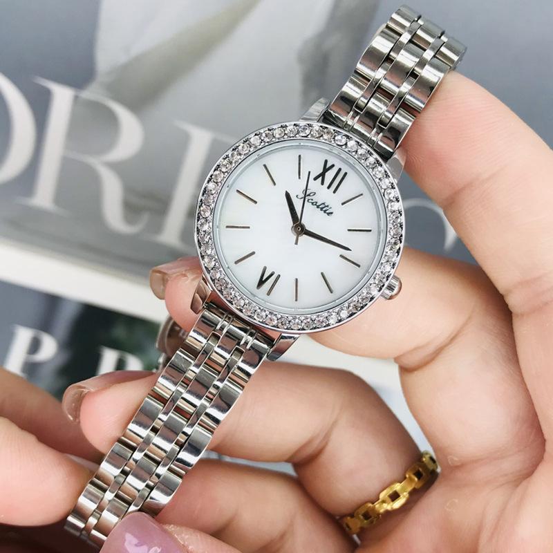 Small Dial Watch Female Simple Fritillary Surface Diamond Steel Belt Waterproof Niche Light Luxury High-End Women'S Watch