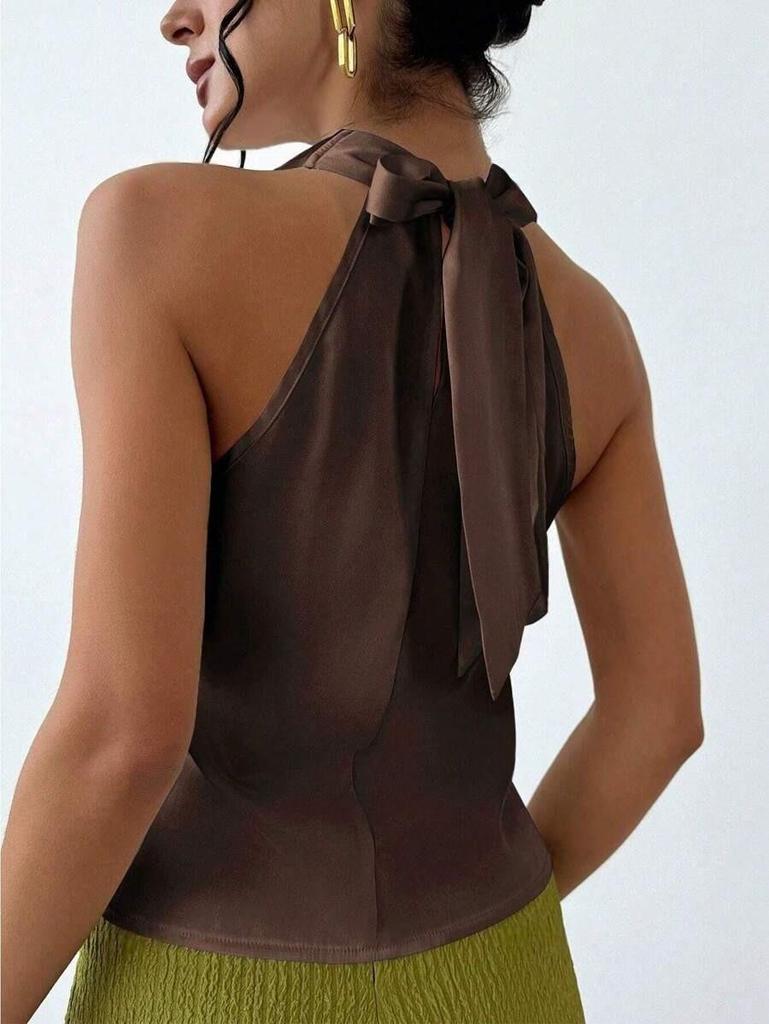 Women's Sexy Sleeveless Satin Shirt - Spring/Summer 2025 Collection