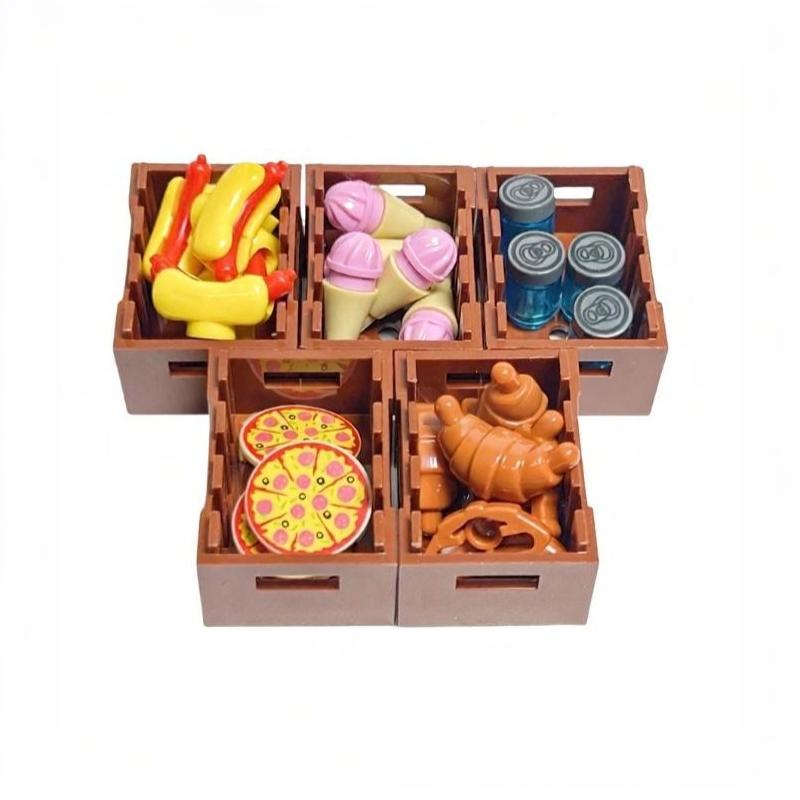 1 Set Foods And Tools Building Blocks Diy Toys Seafood Meat Vegetables Fruit Dessert Dishes Small Particle Blocks